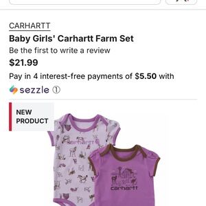 Carhartt Purple & Lavender Baby Girls Two-Piece Farm Bodysuit Set